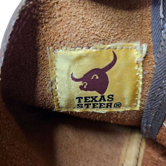 Texas Steer Leather Steel Toe Work Boot. Buckskin Size 7 main image 6